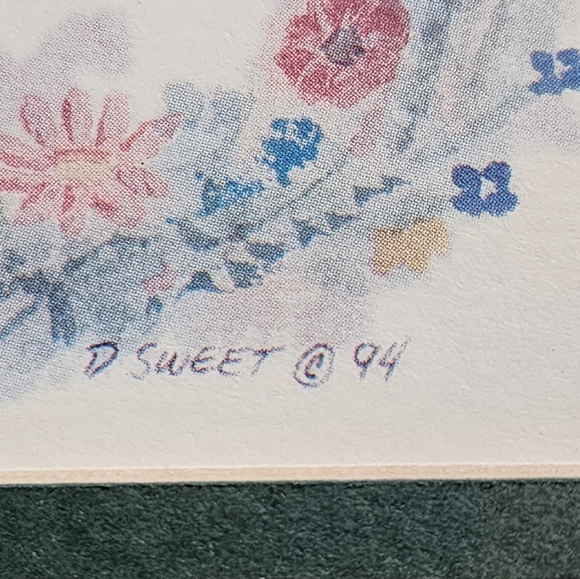 Vintage 1994 Artist D. Sweet "Heart Strings" Matted & Framed Print 16"X6"X0.75" - Picture 5 of 11